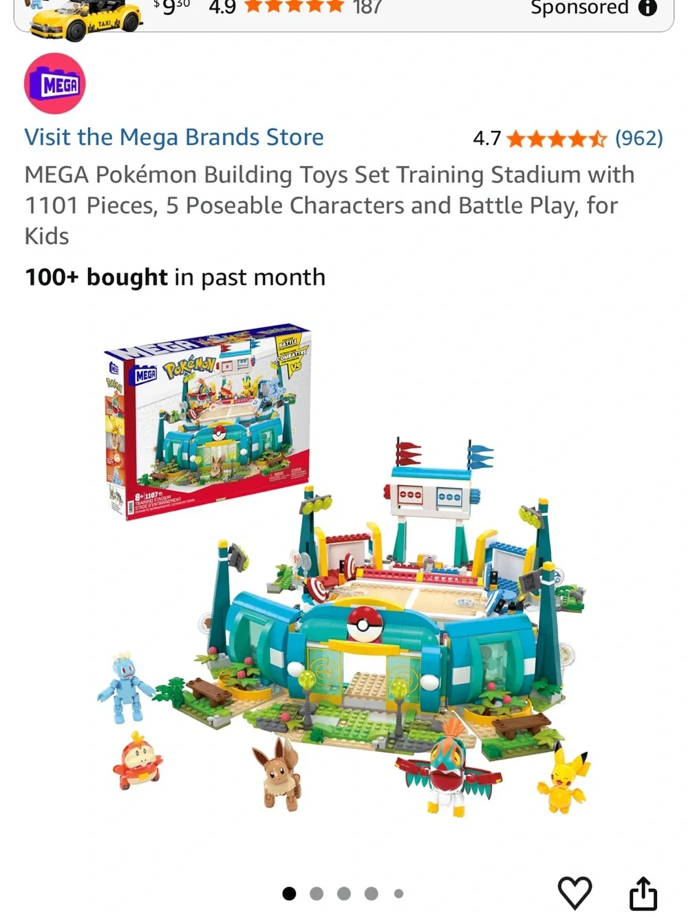 Pokemon Building Set Stadium Playset in teal, yellow, red, blue